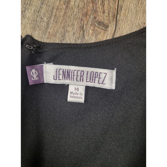 Jennifer Lopez Black Fitted Chain Dress Sleeveless Size 14 V Neck - Picture 2 of 5